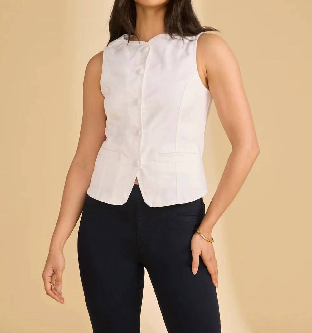 NEW FDJ button front vest in white